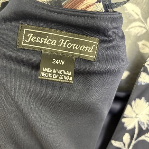 Jessica Howard Size 24W Midi Fit And Flare Dress Navy Floral Feminine Romantic - Picture 5 of 6